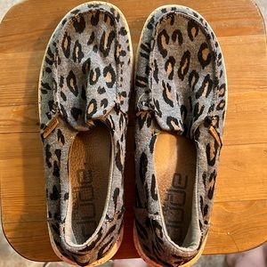 Grey Leopard Hey Dude women’s shoes.  Size 9